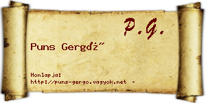Puns Gergő névjegykártya